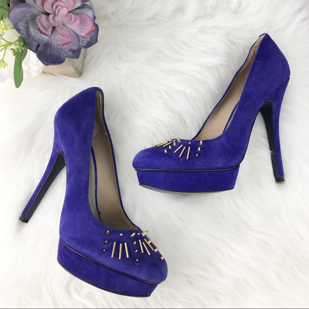 Rachel Roy suede platform studded heels 8M